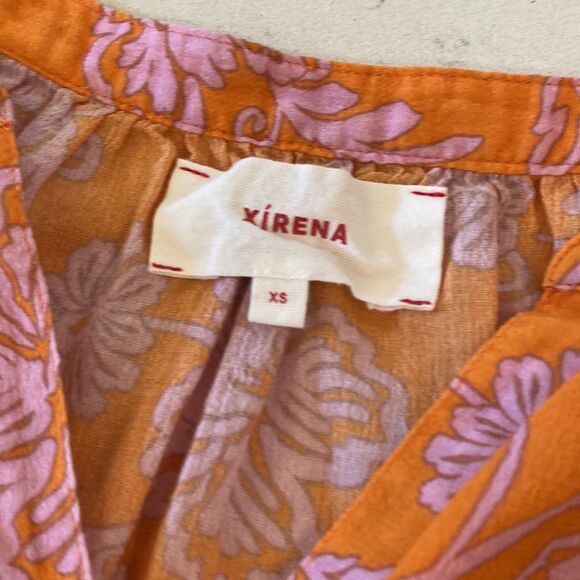 Xirena 100% Cotton Tropicana Button Down Short Sleeve Sun Bright Floral Sam Top - Picture 8 of 9